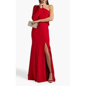 NWT Marchesa Notte Red One-Shoulder Embellished Stretch Crepe Gown
